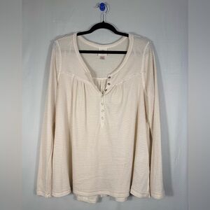 Knox Rose Cream Button Down Long Sleeve Top